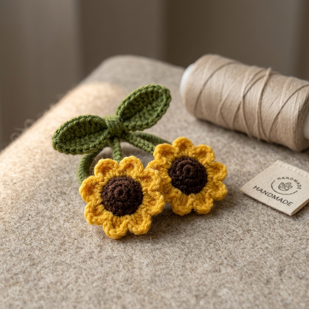Sunflower Crochet Hair Tie — handmade personalized gift from The आई Studio