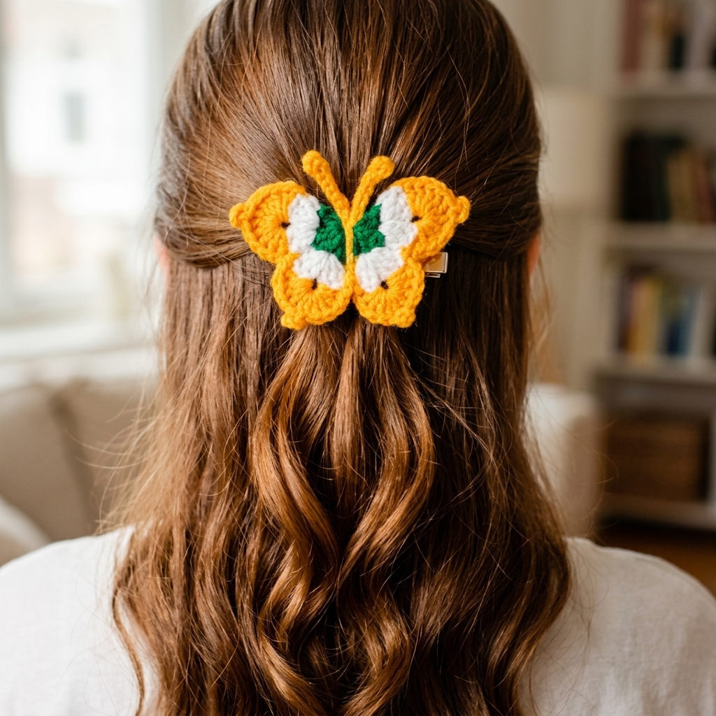 Whimsical Butterfly Crochet Hair Clip — handmade personalized gift from The आई Studio
