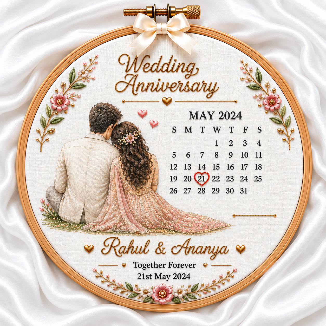 Personalized Wedding Anniversary Milestone Calendar Hoop